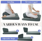 HOMBYS Adjustable Meditation Cushion Set, Thickened Foam Yoga Pillow for Floor Sitting with Hip & Knee Support, Ergonomic Wedge Floor Cushion for Meditation & Mindfulness