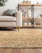 DEXI Jute Area Rug Natural Fiber 6x9 Oval, Woven Braided Durable Farmhouse Design Rugs for Living Room, Bedroom Dinning Room Office Outdoor Patio, Natural