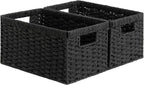 StorageWorks Pantry Baskets, Wicker Storage Baskets for Organizing, Pantry Organizers and Storage, Medium, Black, 2-Pack