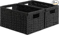 StorageWorks Pantry Baskets, Wicker Storage Baskets for Organizing, Pantry Organizers and Storage, Medium, Black, 2-Pack