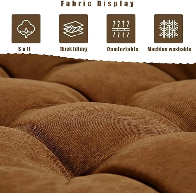 Large Floor Pillow Cushion for Adults Meditation Cushion Large Floor Sitting Soft Seat Pillow for Tatami Living Room Yoga Chatting 22x22 Inch Brown