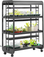 Vego garden 3 Tier Rolling Metal Corner Plant Stand Indoor with 3 Ultimate Grow Light, Powerful 60 W Full-Spectrum LEDs, Plant Rack for Seed Starting, Leafy, Herbs, Fruits & Microgreens Pearl White Matte Black