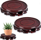 Yoiemivy 2 Pack Wooden Plant Stand for Table Wood Riser for Decor Small Vase Stand Chinese Planter Stands for Display Statue Oriental Style Indoor Plant Pot Pedestal Stand (4.5 Inch)