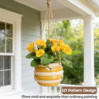 Hanging Ceramic Planter 5 Inch Cute Bee Plant Pots Indoor Outdoor Yellow Planter Flower Pot Succulent Plant Pot Ceramic Mid-Century