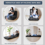MAXYOYO Folding Sofa Bed, Tufted Bean Bag Bed with Pillows Floor Mattress for Adults, Extra Thick and Long Floor Sofa, Single Couch for Bedroom Living Room, Dark Grey, 30x91 Inch