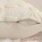 decorUhome Beige Bow Pillow Covers Set of 2 Coquette Aesthetic Cute Preppy Plush Faux Pillowcases for Girly Bedroom or Couch 16x16 Inch