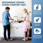 KitchenClouds [2 PCS] Kitchen Rugs Cushioned Anti-Fatigue Kitchen Mats for Floor Waterproof Kitchen Rug Set Non-Slip Comfort Standing Mat for Office, Sink, Laundry 17.3"×29"+17.3"×47", Grey