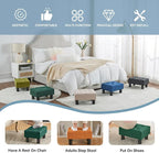 Poofzy Small Foot Stool Ottoman, Linen Ottoman Foot Rest with Legs, Rectangle Foot Rest for Couch, Footstools and Ottomans Small for Living Room and Entryway (Green)