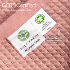 Salt Earth GOTS Certified 100% Organic Cotton Throw Blanket, 90"x90" Waffle Blankets & Throws for Bed, Throw Blanket for Couch, Cozy Christmas Blankets and Throws for Christmas Gifts (Misty Rose)
