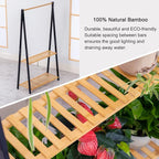 COPREE Bamboo 2-tier Hanging Plant Stand Planter Shelves Flower Pot Organizer Rack Multiple Flower Pot Display Holder Shelf Indoor Outdoor Heavy Duty Planter Shelving Unit