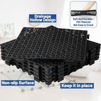 12Pcs Drainage Interlocking Floor Tiles 11.8" x 11.8", Modular Interlocking Cushion Soft PVC Floor Non-Slip Splicing Waterproof Mat for Drain, Pool, Shower, Patio, Balcony, Bathroom, Kitchen, Yard