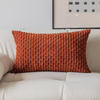 Kevin Textile Fall 12x24 Inch Pillow Cover 1 Pack Boho Decorative Soft Striped Corduroy Lumbar Farmhouse Solid Color Accent Rectangle Cushion Case for Living Room Couch Sofa Bed, Burnt Brick