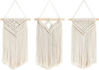 Mkono Small Macrame Wall Hanging 3 Pack Boho Art Woven Wall Decor Home Chic Decoration for Bedroom Living Room Apartment Gallery, Christmas Gift, 8" W x 14" L