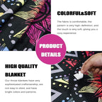 kampdream Colorful Ceometric Art Throw Blanket, Hippie Abstract Sun and Moon Purple Aesthetic Comforter Nap Throws for Couch Chair Bed Decor Comforter 60×80 inch