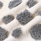 PLWORLD Boho Gray Throw Pillow Cover 20x20 Inch with Tassels, Pom Pom Tufted Decorative Cream Chenille Fabric Accent Textured Cushion Case for Bed Couch, 1 PC Cover Only No Insert