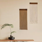HVEST 2 Pcs Brown Wall Art Boho Wall Decor Macrame Wall Hanging Handmade Woven Long Tapestry for Bedroom Living Room Nursery Home Apartment Decor, 30.7L X 11.8 W inches