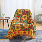 Red Sunflower Throw Blanket with Fringe Boho Throw Blankets Recliner Chair Couch Sofa Cover Woven Reversible Cotton Bohemian Tapestry Hippie Room Home Decor Double Side 70"x90"