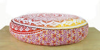 Large Hippie Mandala Round Floor Pillow Cover Ottoman Pouf Cover Daybed Cotton Cushion Cover with Heavy Duty Zipper Seating Ottoman Poufs Dog-Pets Bed 35" (Yellow/ Orange Ombre, 35" Round)