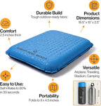 Whispering Winds Inflatable Seat Cushion - Comfortable Blow-up Foam Pad for Airplane, Travel, Stadium, Outdoors, Camping, Car & More