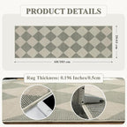 Beeiva Checkered Print Hallway Runner Rug Non Slip, Ultra Thin Washable Kitchen Runner Rug 2x6, Moroccan Neutral Green Soft Floor Carpet for Bedroom Laundry Room, Minimalist Diamond Hallway Decor