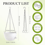 10 Inch Hanging Baskets 2 PC with Chains, Self-Watering Hanging Planters for Indoor Outdoor Plants, Plastic Hanging Flower Pots,Speckled White