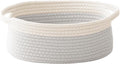 Woven Basket,Small Rope Storage Bin with Handles & Ribbon Bag, Organizer for Shelves Closets,Gift Basket Empty for Birthday,Books,Dog Toys, White&Grey