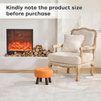 13in Small Foot Stool Ottoman, Round Faux Leather Foot Rest for Couch, Under Desk Pouf Footstool Footrest with Non-Skid Rubber Legs for Ling Room, Bedroom, 13''L x 13''W x 10.2''H, Orange