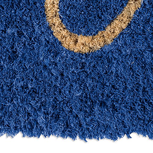 DII Hello Coir Fiber Doormat Non-Slip Durable Outdoor/Indoor, Pet Friendly, 18x30, Blue - color: Blue