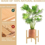 RETON Wood Plant Stand Indoor, Mid Century Modern Indoor Plant Stand, Wooden Plant Holder, Modern Bamboo Flower Pot Stand for Indoor, Outdoor, Garden, Yard, Office (13in, Large)
