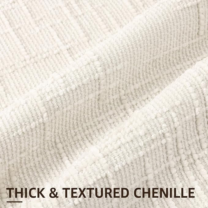 decorUhome Spring Cream White Chenille Throw Pillow Covers 18x18 Set of 2 Textured Soft Cozy Slubby Couch Pillow Covers Modern Farmhouse Boho Decorative Pillow Cases for Bed Sofa Living Room