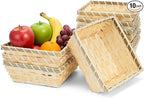 TOPZEA 10 Pack Natural Bamboo Gift Baskets, 7.5" Square Woven Fruit Basket Small Wicker Bread & Chip Basket, Handmade Food Storage Baskets for Kitchen, Restaurant, Party Buffet Serving, Christmas Gift