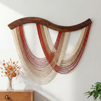 Mindsoft Warm Neutral Macrame Wall Hanging Dip Dyed Yarn Wall Art, Modern Boho Decor Handmade Cotton Rope Tapestry for Bedroom, Living Room, Nursery, 31.5 x 23.6 Inch
