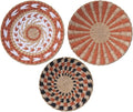 Pwryon Deosur 3PCS Boho Wall Basket Decor – Handmade Bulrush Woven Tray Baskets for Wall Hanging, Rustic Farmhouse Wall Art for Living Room & Bedroom (Orange)