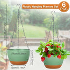 Mumufy 6 Pcs 8 Inch Hanging Planters for Indoor and Outdoor Plants, Green