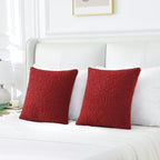 FUTEI Maroon Throw Pillow Covers 22x22 Inch Set of 2,Furry Faux Fur Teddy Boucle Textured Cushion Covers,Soft Fluffy Decorative Pillow Case,Home Decor for Couch Bed Living Room Office Car