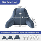 Reading Pillows for Sitting in Bed Adult, Back Pillow for Bed Sitting Up, Backrest Pillows with Shredded Foam for Adult&Teens, Support Pillow with Arms for Beds, Couch, Floor, 18in, Navy Blue