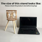 Rattan Plant Stand, Wicker Plants Baskets Indoor, Small, Cute Handmade Woven Wooden Planter with Legs, Boho Style Hollow Flowers Display Rack Straw Standing Floor Stool Shelf for Pot Holder Outdoor Decorations
