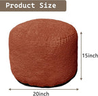 Oslimea Round Ottoman Foot Rest 20 x 15 Foot Stool Ottoman Pouf with Foam Chunk Filling for Living Room, Floor Poufs Foot Rest for Bedroom, Spice Corduroy
