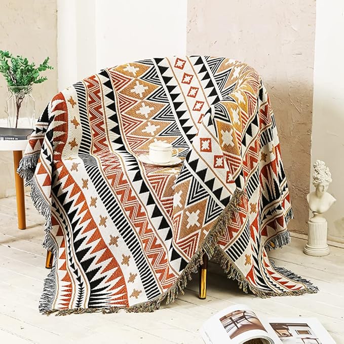 Lqprom Boho Southwest Throw Blankets Aztec Southwest Throws Cover Outdoor Camping Picnic Tent Beach Travel 51"x63"