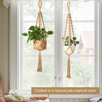 2Pcs Macrame Plant Hangers (27.56”) Indoor & Outdoor, Boho Hanging Planters for Indoor & Outdoor Plants, Macrame Wall Hanging Decor for Flower Pots & Baskets (Pots Not Included)
