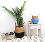Woven Seagrass Belly Basket for Storage, Laundry, Picnic, Plant Pot Cover, and Grocery and Toy Storage (Large, White)