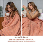 Folkulture Christmas Throw Blanket | (60 x 50) Boho Chunky Knit Blanket for Bed, Couch |Chenille White Thick, Ultra Soft, Plush, Lightweight, Throw Blanket for Sofa with Machine Wash | Cozy Blush