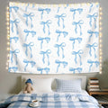 LIANGW Light Blue Coquette Trendy Preppy Wall Tapestry – Blue Bow Aesthetic Hanging Tapestry for Girls Bedroom or Dorm Room Decor,Based Blue Room Decor Aesthetic 50x60 Inch