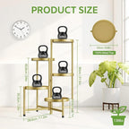 iDavosic.ly 5 Tier Large Plant Stand Indoor, 10 Inch Wide Tall Corner Metal Plant Stands Outdoor for Multiple Plants, Folding Tiered Flower Display Holder Rack Shelf, Gold