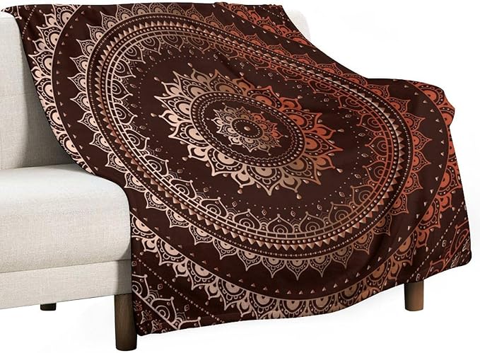 Mandala Throw Blanket Enclosing Magic Circle Egyptian Folkloric Culture Pattern Blanket for Sofa Bed Couch Chair Or Dorm 70"x80"