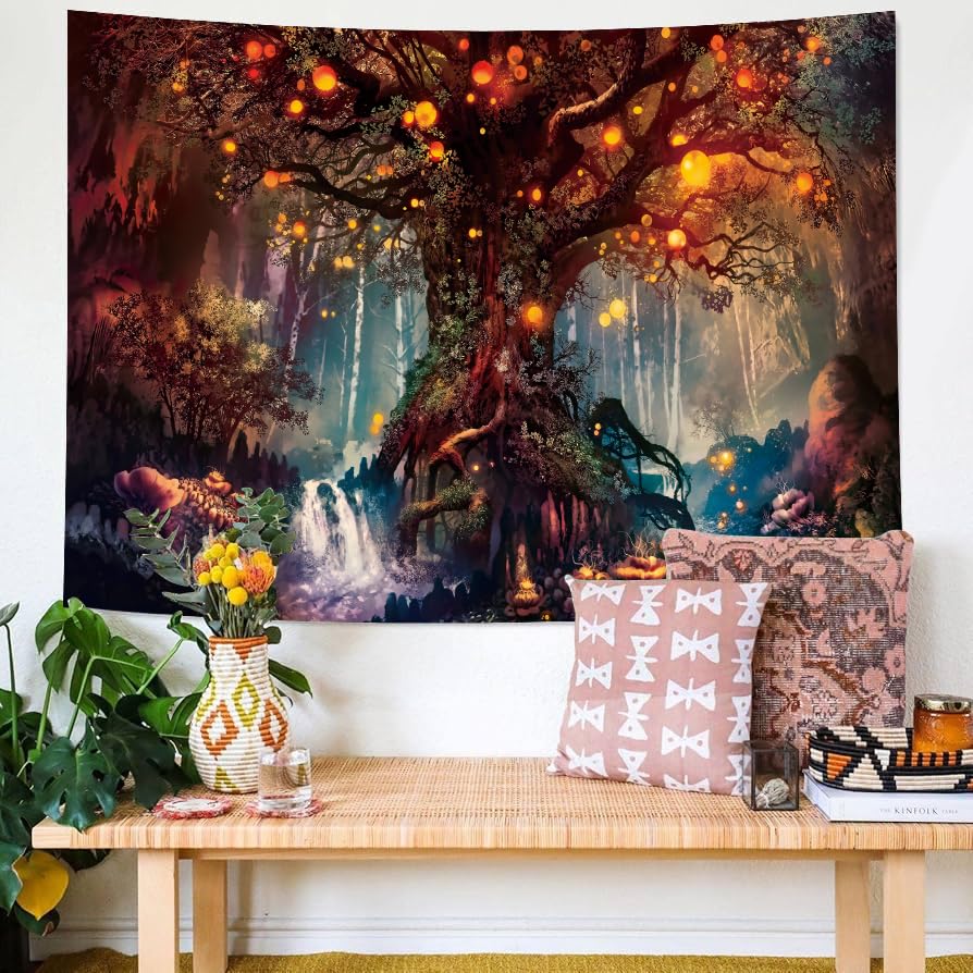 Jungle Tree Tapestry Large Wall Hanging for Bedroom Living Room Nature Decor - color: Dream Forest01, size: 59.1"L x 51.2"W