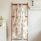 insular Cotton Muslin Baby Blanket with Tassel, Boho Bohemian Muslin Swaddle Blanket Baby Receiving Blanket with Fringe, Nursery Decor Throw or Nursing Blankets, 47" x40”, Floral&Bee