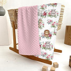Cute Jungle Safari Animals Roses Leaves Baby Blankets for Girl Boy Lion Giraffe Elephant Zebra Soft Mink Dotted Backing Double Layer Swaddle Blanket Bed Throw for Newborn Infant Toddler Nursery 30x40