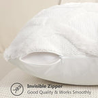 decorUhome Spring Euro Sham Throw Pillow Covers 24x24 Inch Set of 2, Soft Plush Faux Fur Wool Cream White Accent Couch Pillow Covers for Modern Farmhouse Bed Sofa Living Room