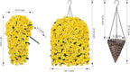 HyeFlora Artificial Fake Hanging Flowers Plants Baskets for Outdoor Outside, Faux Silk Yellow Morning Glory Flowers UV Resistant Look Real Hanging Planter for Home Porch Patio Balcony Yard Decor